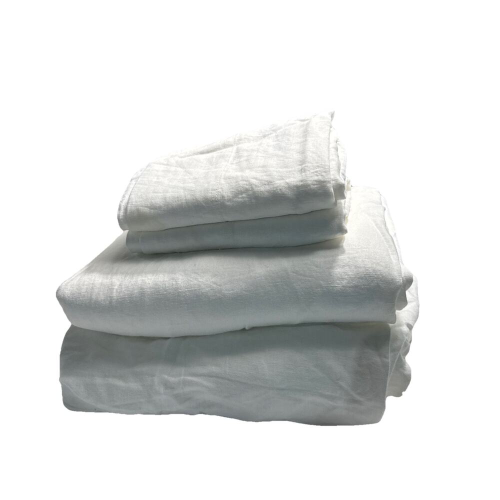 Aqua For Bloomingdale’s Queen 4 Pce Sheet Set French Linen Snow White Open Box